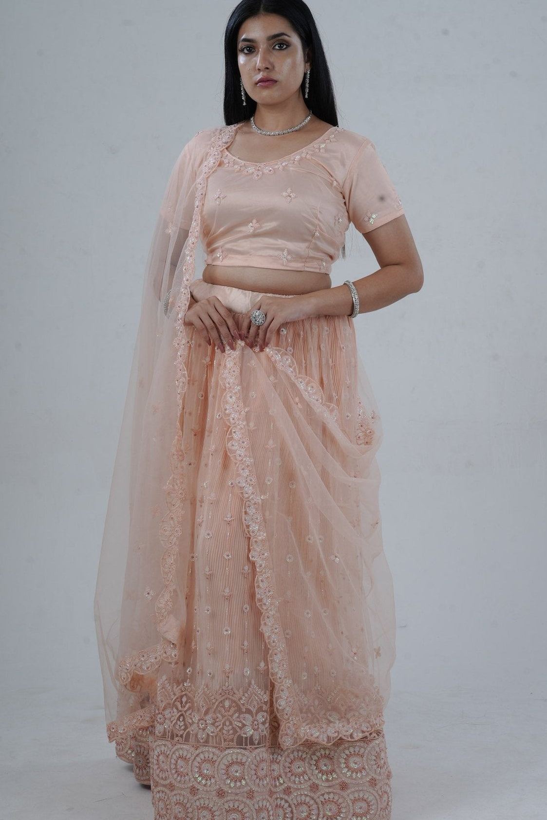 Elegant Soft Net Lehenga With Premium Beadwork & Sequins Embellishments LEHENGA JCS Fashions