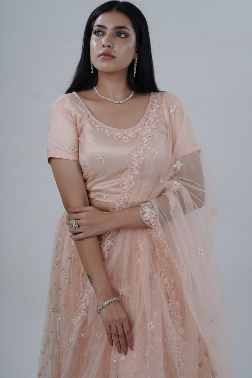 Elegant Soft Net Lehenga With Premium Beadwork & Sequins Embellishments LEHENGA JCS Fashions