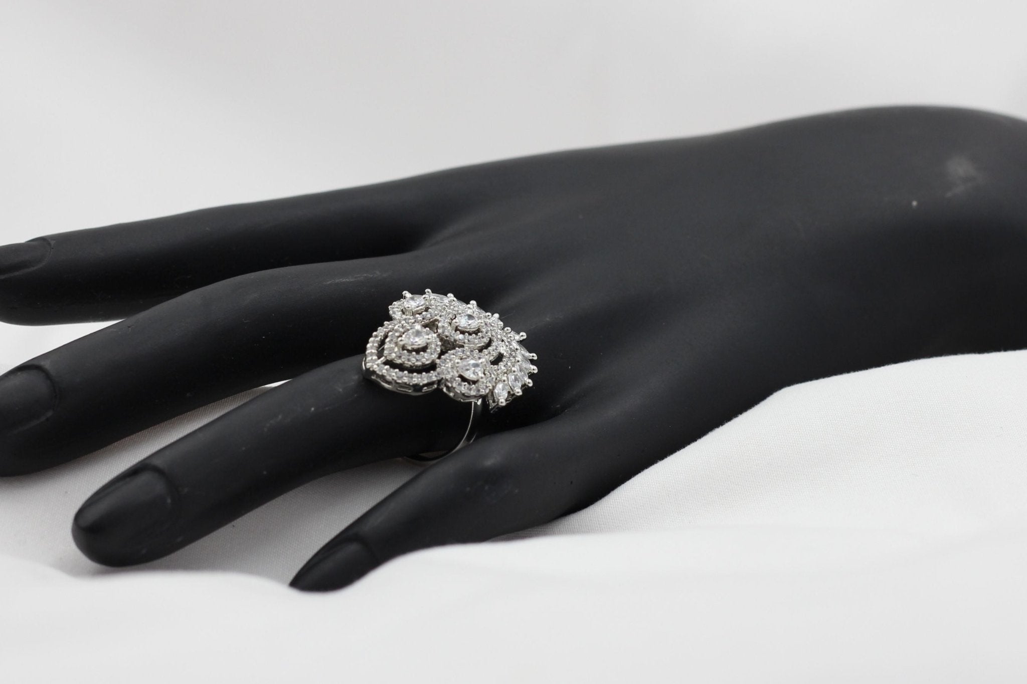 Elegant White Stone Adjustable Ring with Silver Polish | JCS Fashions Jewelry JCS Fashions