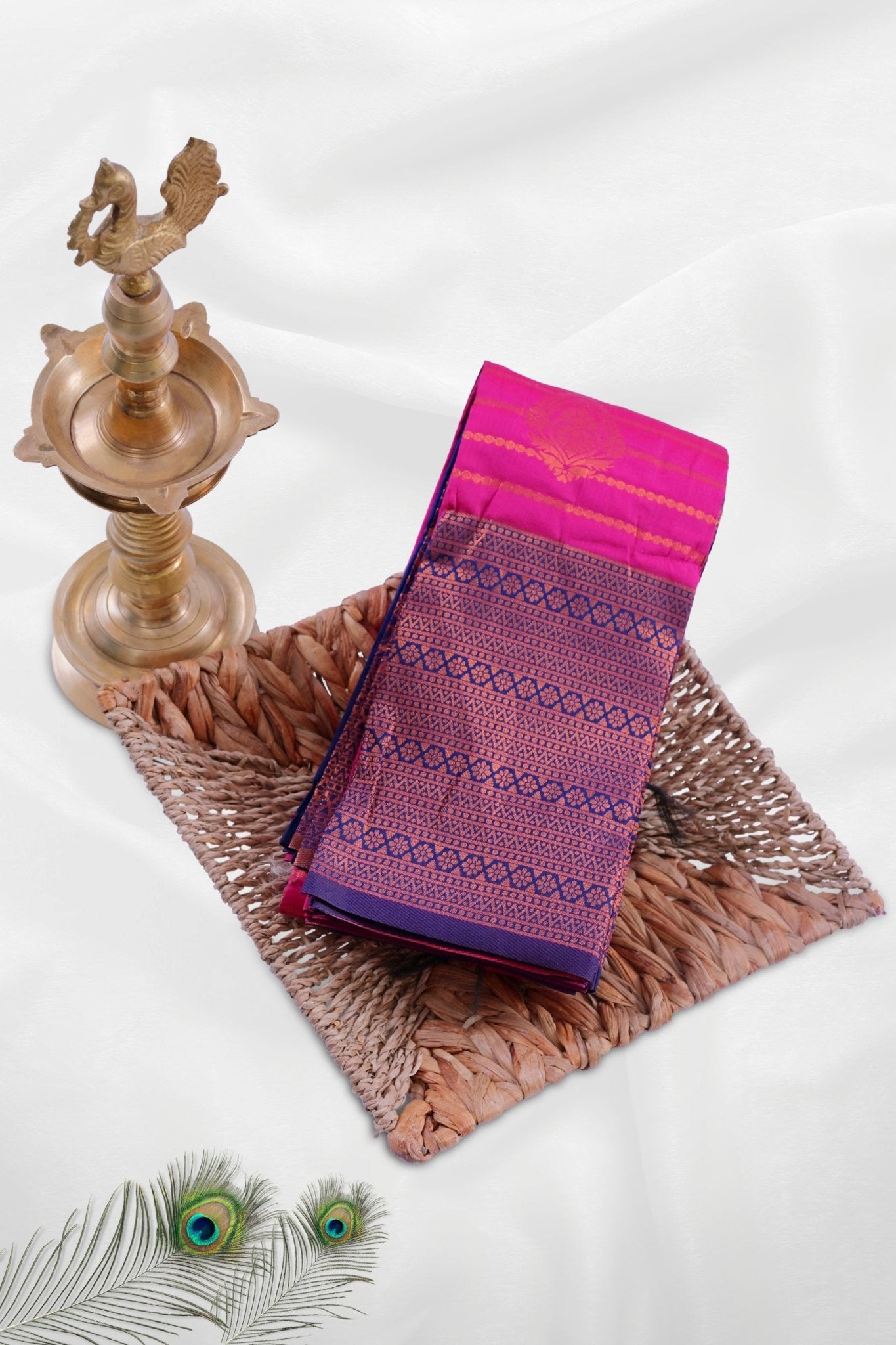 Elegant Zari-Lined Saree with Vibrant Motifs - Bring Cultural Glamour Saree JCS Fashions Pink 5.5 meters