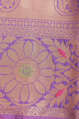 Embose Gold Jall Zari Deepam Pattu Saree | Exquisite Kanchi Border Saree JCS Fashions