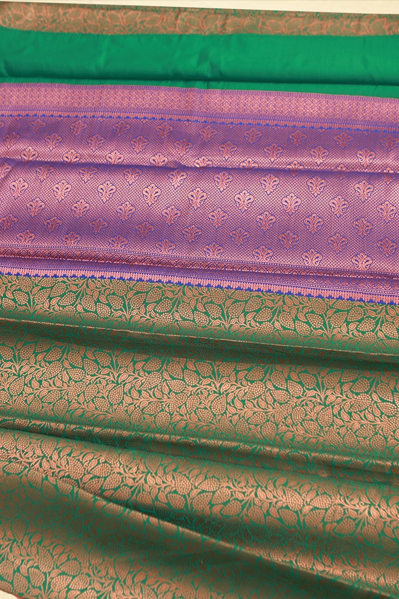 Embose Gold Jall Zari Deepam Pattu Saree with Kanchi Border Saree JCS Fashions