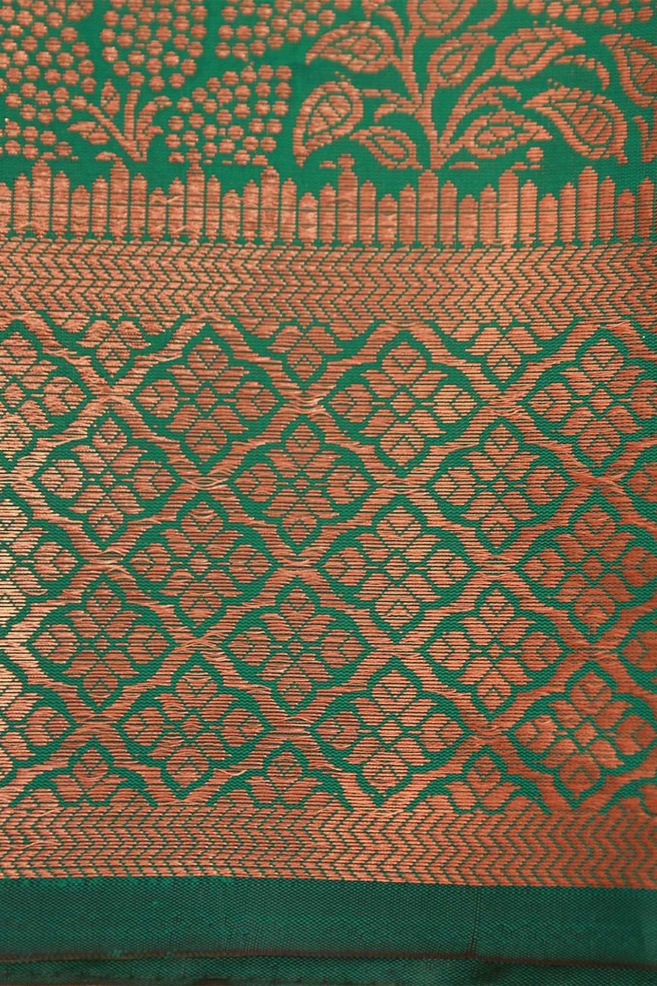 Embose Gold Jall Zari Deepam Pattu Saree with Kanchi Border Saree JCS Fashions