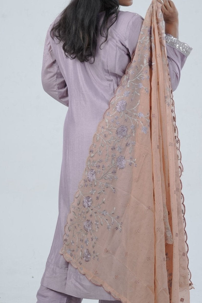 Embroidered Chinnon Kurti with Sequins | Stylish Ethnic Wear KURTI JCS Fashions