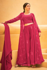 Embroidered Real Georgette Kurti Top: Stunning and Versatile Ensemble KURTI JCS Fashions Rose Small (36)