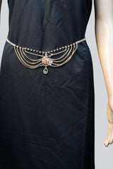 Enchanting Gold and White Stone Multi-Layer Hip Chain by JCS Fashion Jewelry JCS Fashions Gold 18-41"
