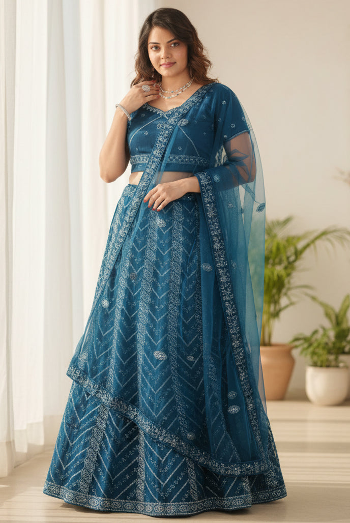 Enchantress Designer Soft Net Lehenga Set with Elegant Embroidery LEHENGA JCS Fashions