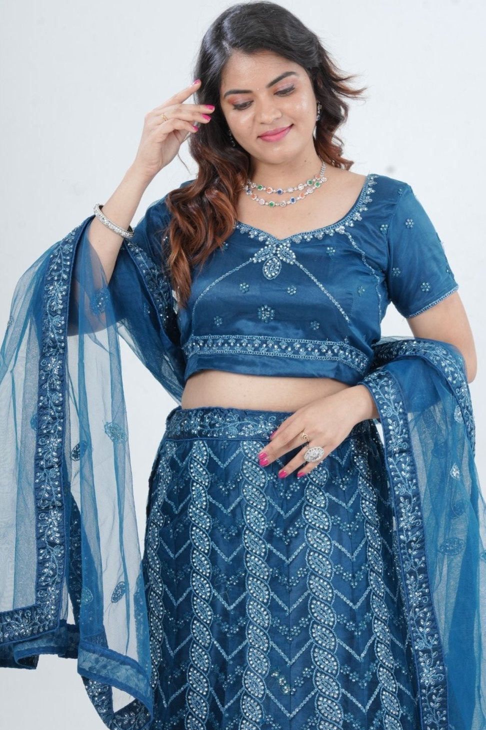 Enchantress Designer Soft Net Lehenga Set with Elegant Embroidery LEHENGA JCS Fashions