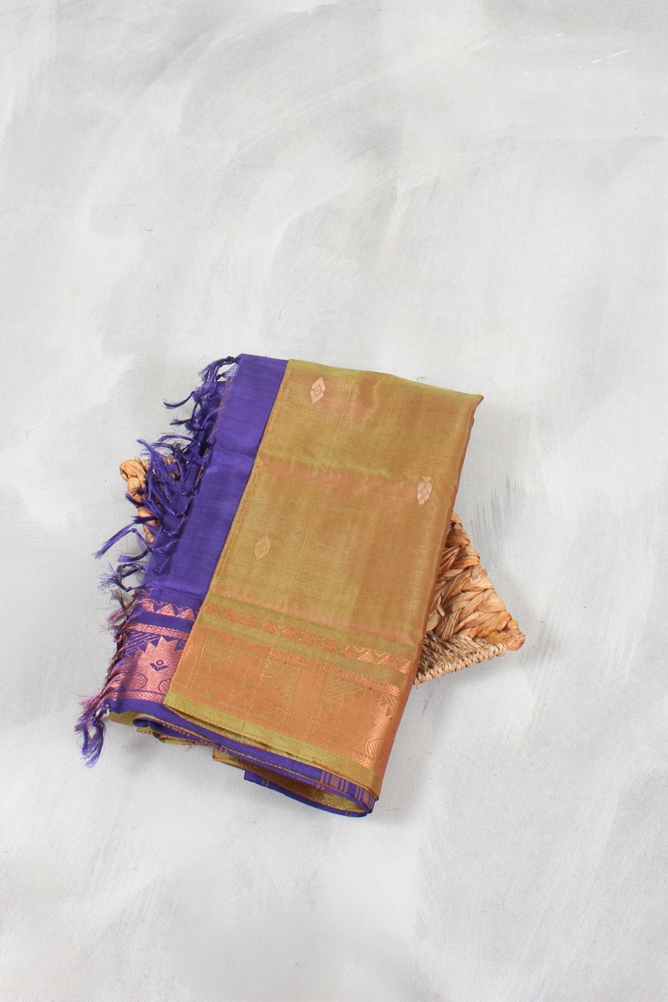 Ethnic Elegance: Eco-friendly Vaazhai Naar Saree with Zari Border Saree JCS Fashions Mehendi Green 5.5 meters