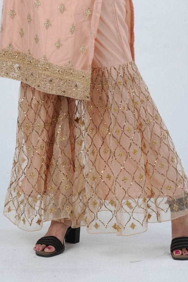 Ethnic Elegance: Soft Net Sharara - Perfect for Special Occasions KURTI JCS Fashions