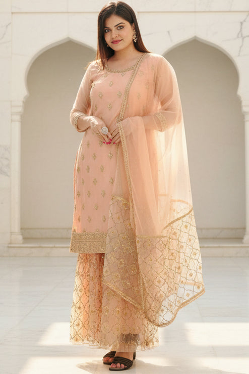 Ethnic Elegance: Soft Net Sharara - Perfect for Special Occasions KURTI JCS Fashions