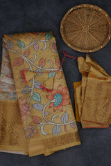 Experience Traditional Elegance with Comfortable Semi Chanderi Silk Saree JCS Fashions Yellow 5.5 meters