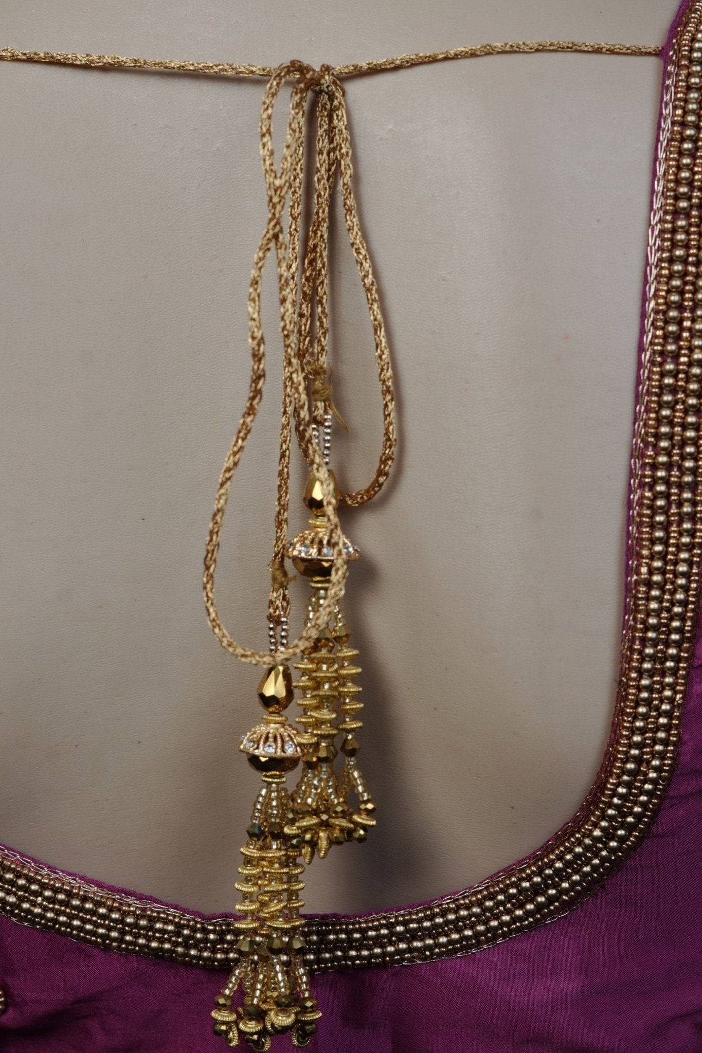 Exquisite Bridal Blouse with Heavy Maggam Work and Fancy Tassels Blouse JCS Fashions