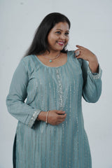 Exquisite Embroidered Chinnon Salwar Kameez: Elegant Kurti with Sequins Work KURTI JCS Fashions