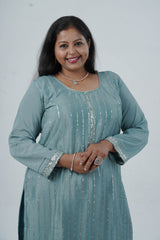 Exquisite Embroidered Chinnon Salwar Kameez: Elegant Kurti with Sequins Work KURTI JCS Fashions