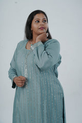 Exquisite Embroidered Chinnon Salwar Kameez: Elegant Kurti with Sequins Work KURTI JCS Fashions