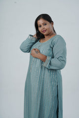 Exquisite Embroidered Chinnon Salwar Kameez: Elegant Kurti with Sequins Work KURTI JCS Fashions