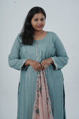 Exquisite Embroidered Chinnon Salwar Kameez: Elegant Kurti with Sequins Work KURTI JCS Fashions