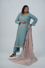 Exquisite Embroidered Chinnon Salwar Kameez: Elegant Kurti with Sequins Work KURTI JCS Fashions