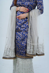 Exquisite Embroidered Palazzo and Salwar kameez Suit in Blue KURTI JCS Fashions