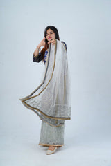 Exquisite Embroidered Palazzo and Salwar kameez Suit in Blue KURTI JCS Fashions