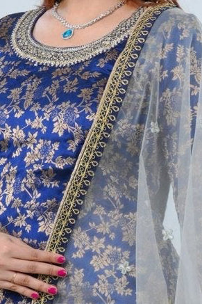 Exquisite Embroidered Palazzo and Salwar kameez Suit in Blue KURTI JCS Fashions