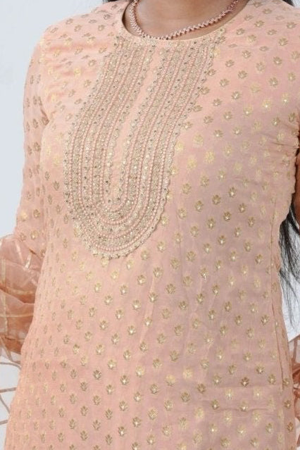 Exquisite Jaguard Sharara Suit - Elegant Embroidery, Sequins & Stone Work KURTI JCS Fashions