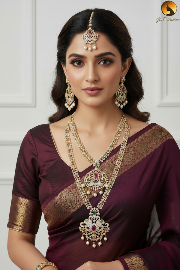 Green Layered Neck Set with Tikka