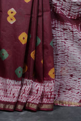 Exquisite RAW SILK SHIBORI Sarees: Real Bandini and Zari Border SAREE JCS Fashions