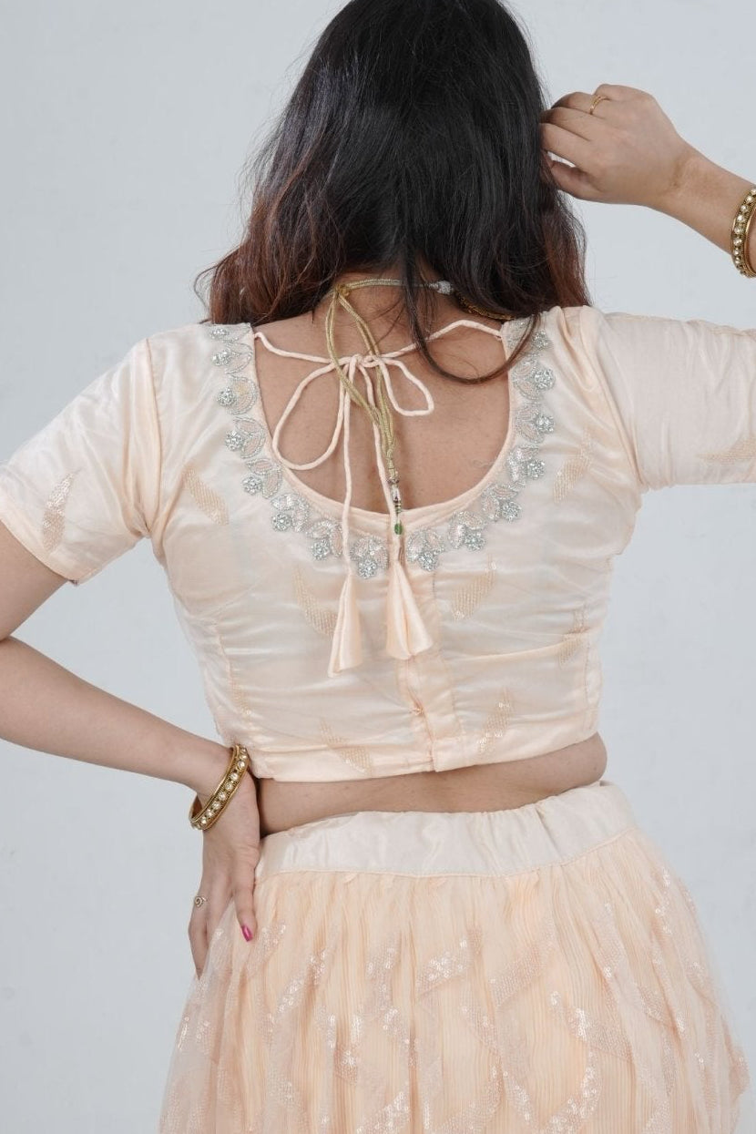 Exquisite Showstopper Lehenga with Lavish Embellishments in Pastel Peach LEHENGA JCS Fashions