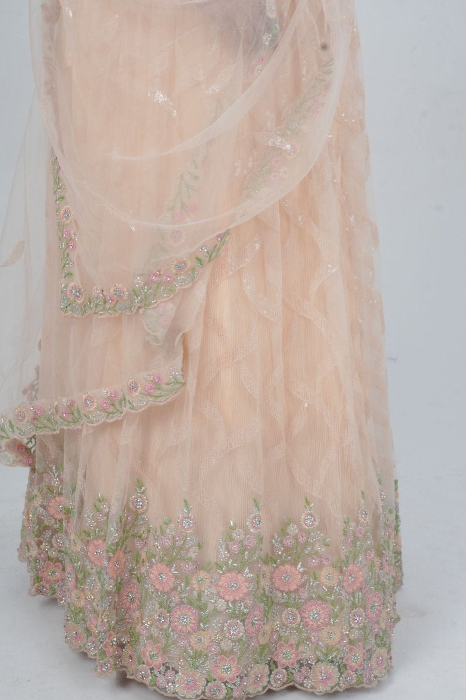 Exquisite Showstopper Lehenga with Lavish Embellishments in Pastel Peach LEHENGA JCS Fashions