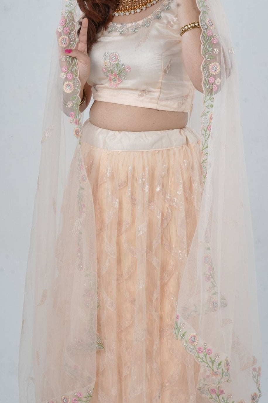 Exquisite Showstopper Lehenga with Lavish Embellishments in Pastel Peach LEHENGA JCS Fashions