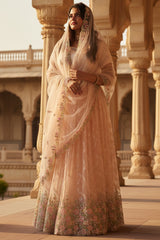 Exquisite Showstopper Lehenga with Lavish Embellishments in Pastel Peach LEHENGA JCS Fashions