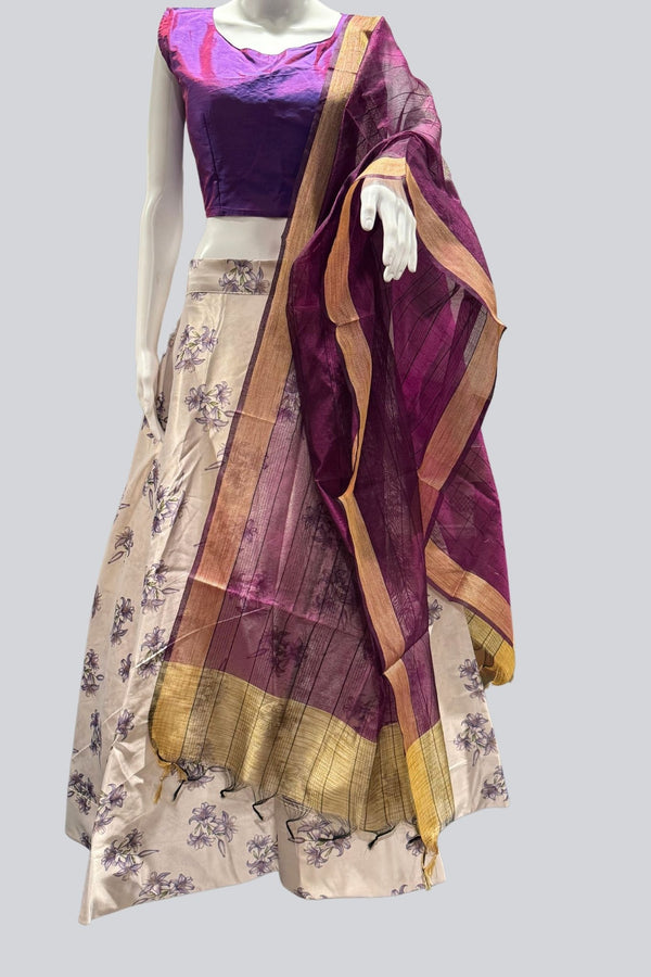 Exquisite Silk Lehenga with Crop top| Printed Design|Indian women Lehenga JCS Fashions