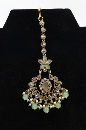 Green Stone Work Tikka -Traditional Jewelry