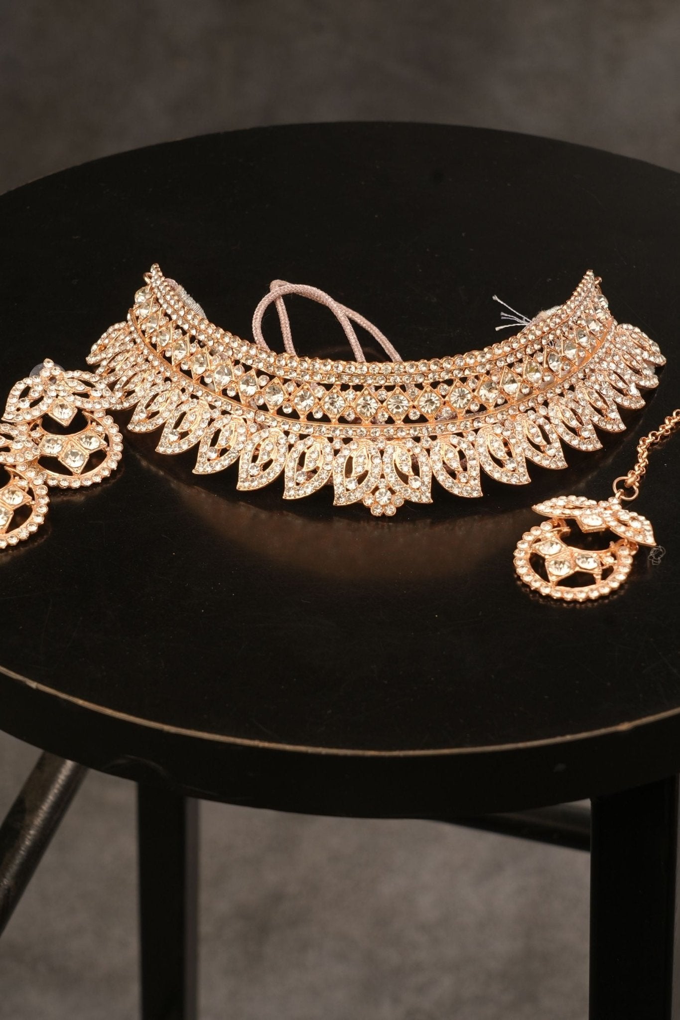 Exquisite Traditional Jewelry Choker Set with Jhumka & Earrings Jewelry JCS Fashions Gold 5"