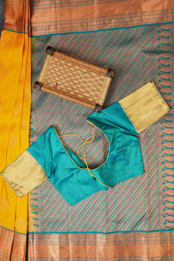 Handloom Double Warp Pure Silk Saree & Tailored Blouse - Saree by JCS Fashions