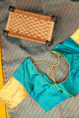 Handloom Double Warp Pure Silk Saree & Tailored Blouse - View 10 - JCS Fashions