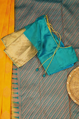 Handloom Double Warp Pure Silk Saree & Tailored Blouse - View 12 - JCS Fashions