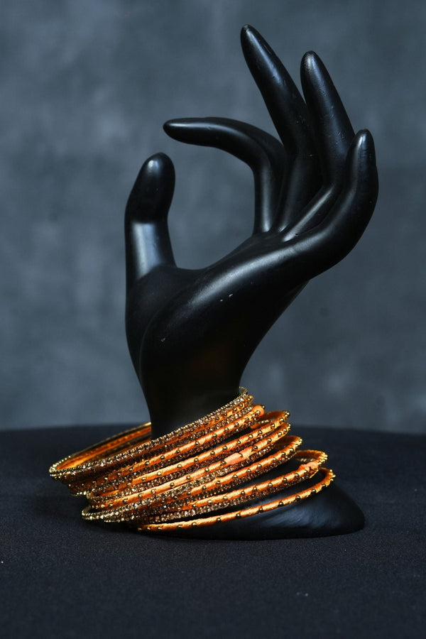 Fancy metal bangles with Golden Bead Elegance at JCSFashions Bangles JCS Fashions