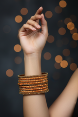 Yellow Metal Bangles - Golden Bead Work
