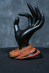 Fancy metal bangles with Intricate Bead Work - Set of 11 | JCS Fashions Bangles JCS Fashions Orange 2.40
