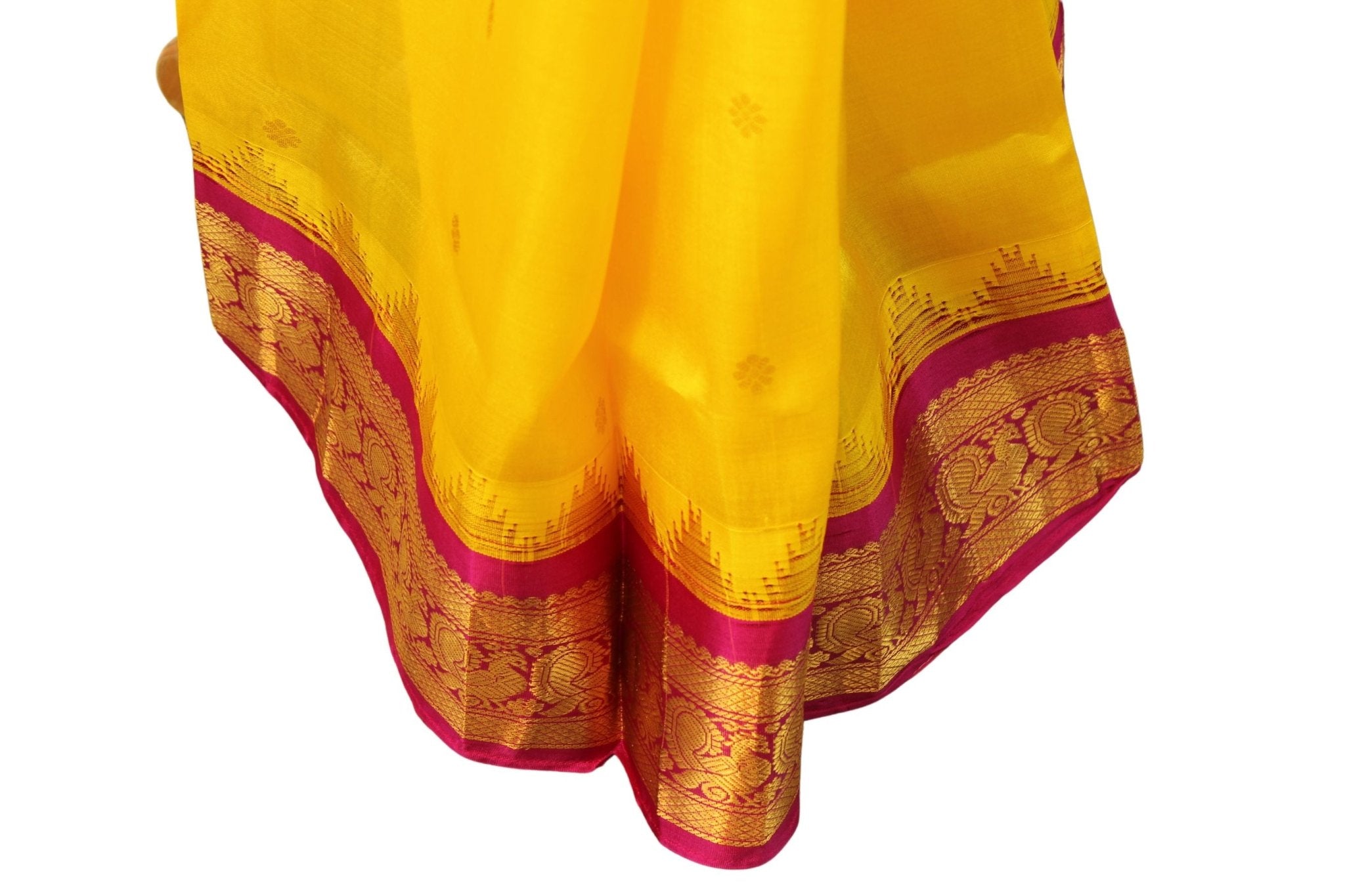 Gadwal Khadi Kuttu Border Allover Buta Pure Silk Saree With Blouse - JCS Fashions
