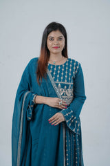 Georgette KURTI Top with Signature Embroidery & Dual Sleeve Design KURTI JCS Fashions