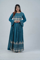 Georgette KURTI Top with Signature Embroidery & Dual Sleeve Design KURTI JCS Fashions