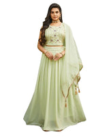 Georgette Lehenga with Crop Top| Heavy embroidery work| Light weight Lehenga JCS Fashions Pastel Green Medium (38)