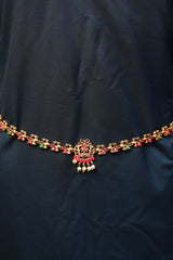 Gilded Elegance: Antique Gold and Pink Stone Hip Chain | JCSFashions Jewelry JCS Fashions