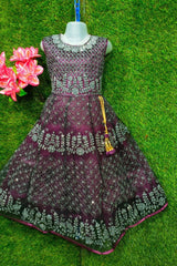 Girls Embroidered Net Frock with Stone Work – Elegant Party Dress GIRLS JCS Fashions Wine 32