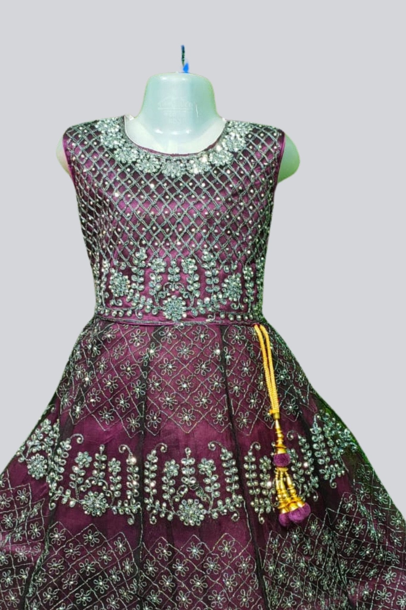 Girls Embroidered Net Frock with Stone Work – Elegant Party Dress GIRLS JCS Fashions