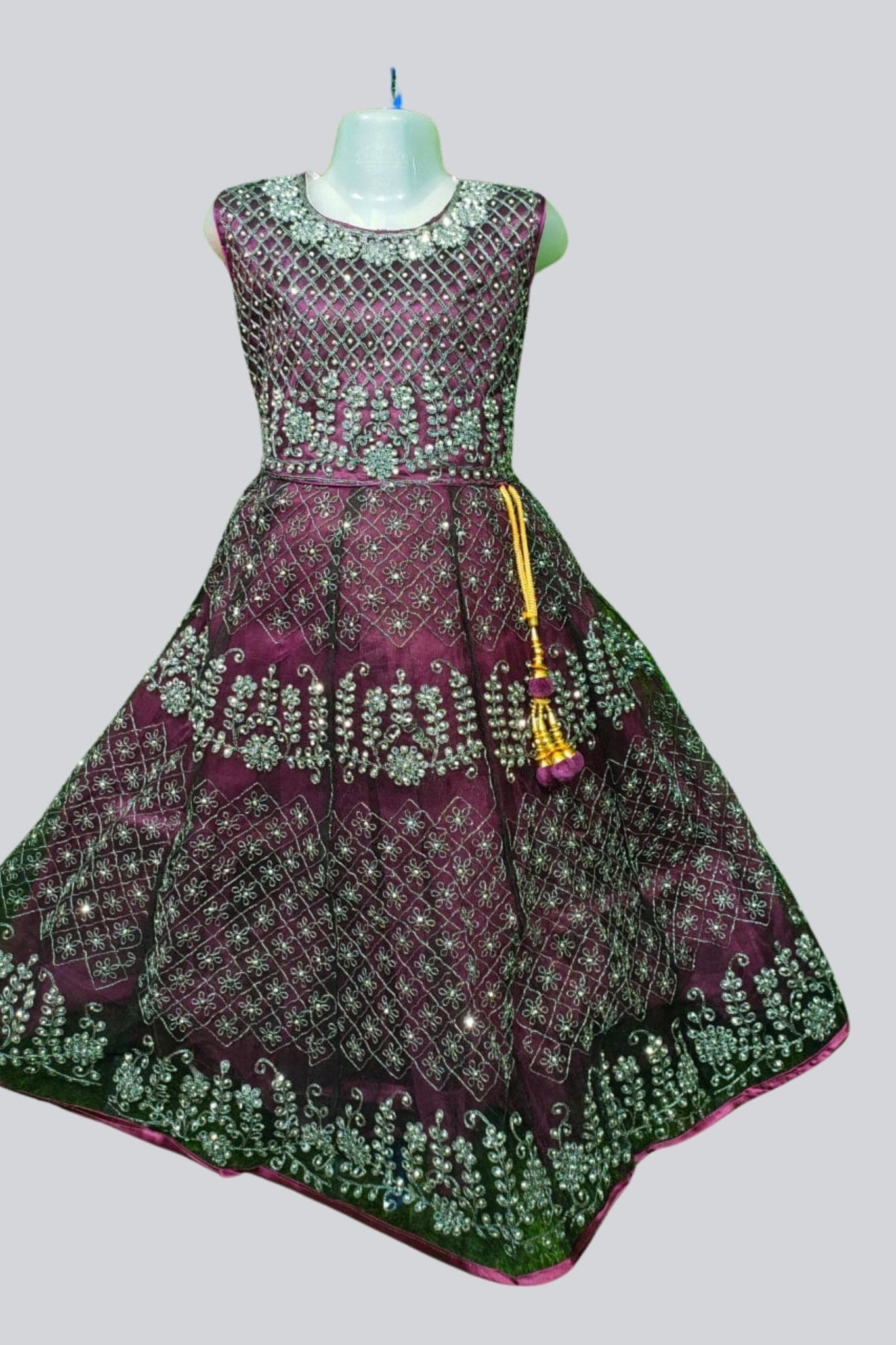Girls Embroidered Net Frock with Stone Work – Elegant Party Dress GIRLS JCS Fashions